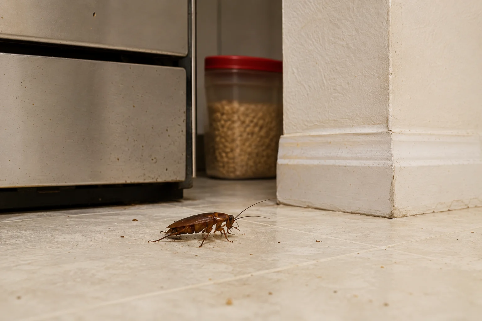 Signs Of A Cockroach Infestation: 9 Warning Clues Homeowners Should Not Ignore In 2026 2 Cockroach-in-kitchen